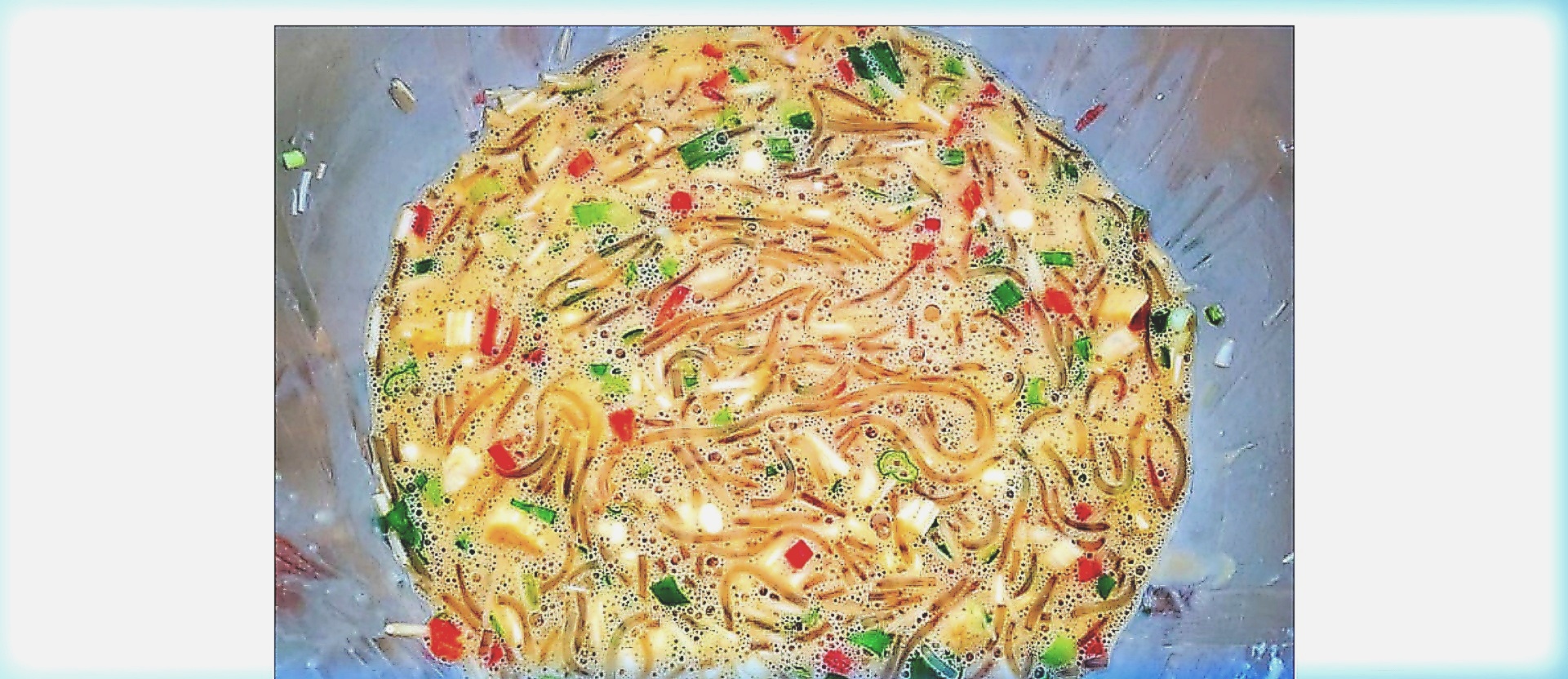 Combining egg and chopped vegetables
