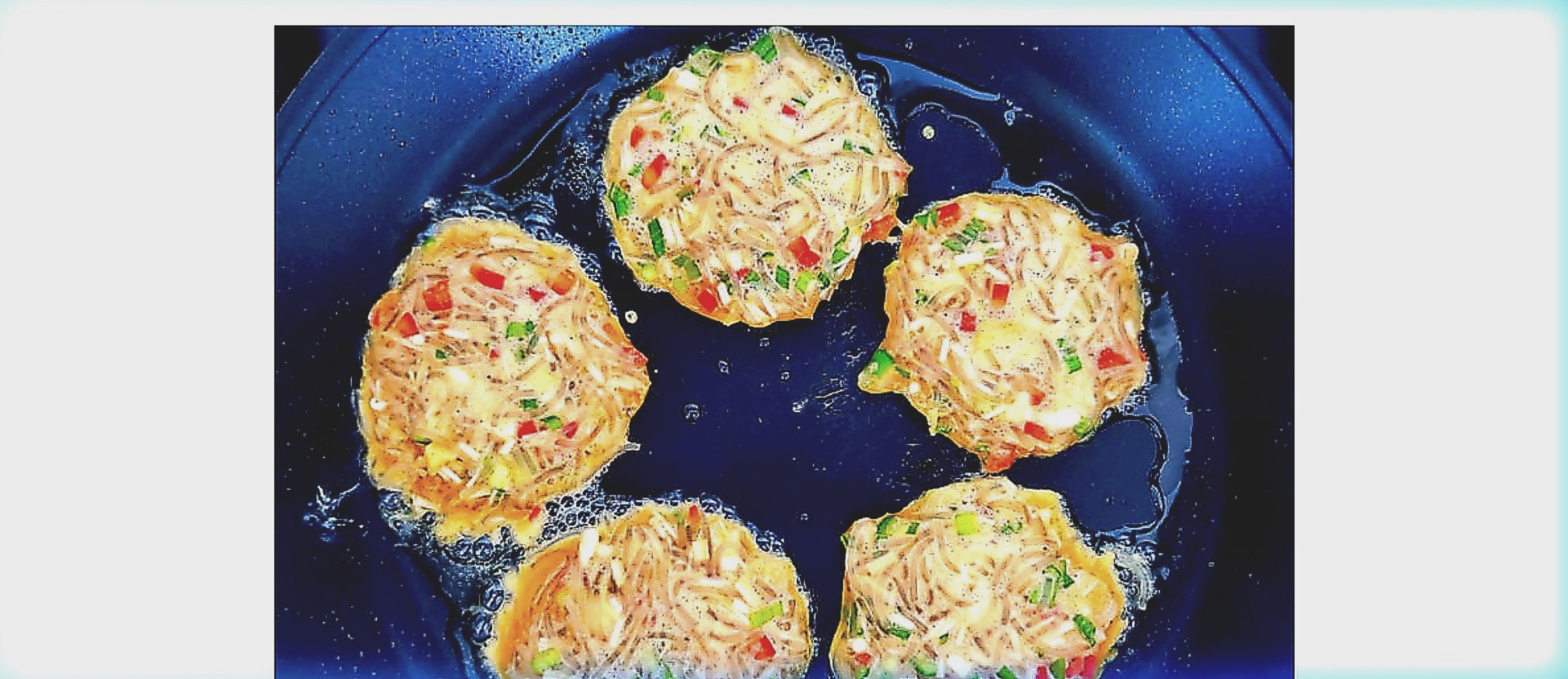 Frying egg dumplings in a hot pan